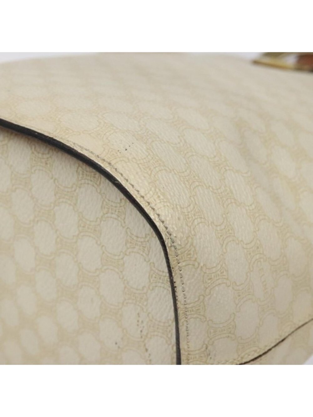Authentic CELINE Macadam Canvas Circle Shoulder Bag PVC Leather White - Picture 7 of 16